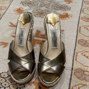 Jimmy Choo Metallic Gold Wedges